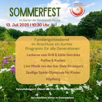 Plakat für Sommerfest mit Blumenwiese